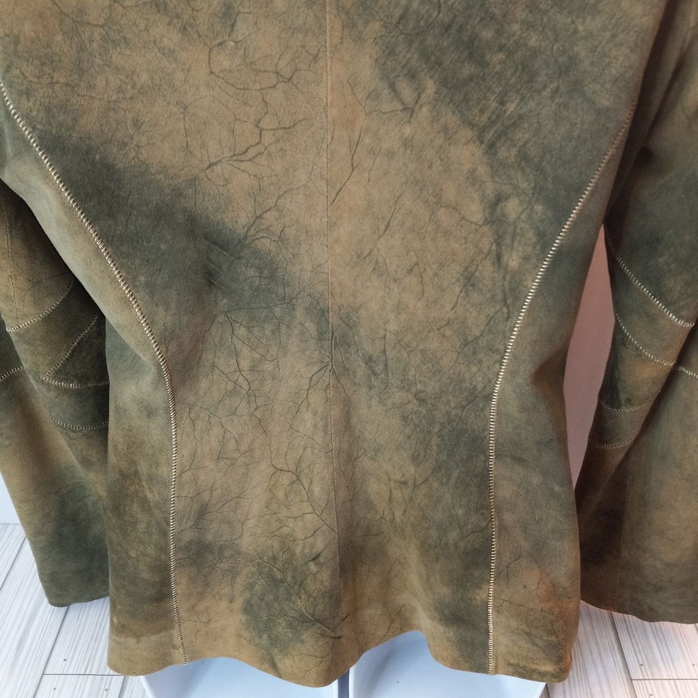 Vakko Patchwork Lamb Leather Blazer Jacket - image 5